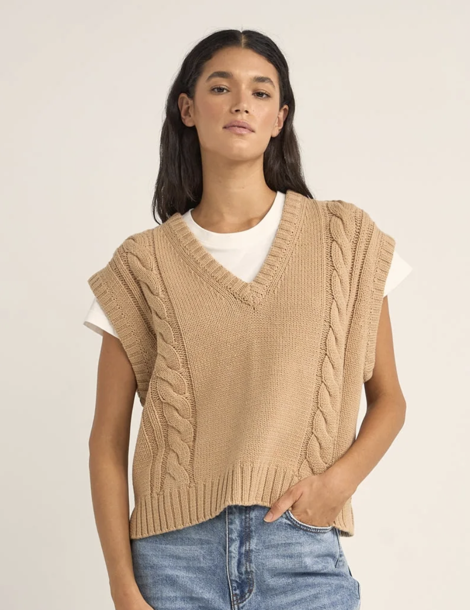 Rhythm Finley Cable Knit Vest – The Boardstore Lab Rhythm Finley Cable Knit Vest – The Boardstore Lab