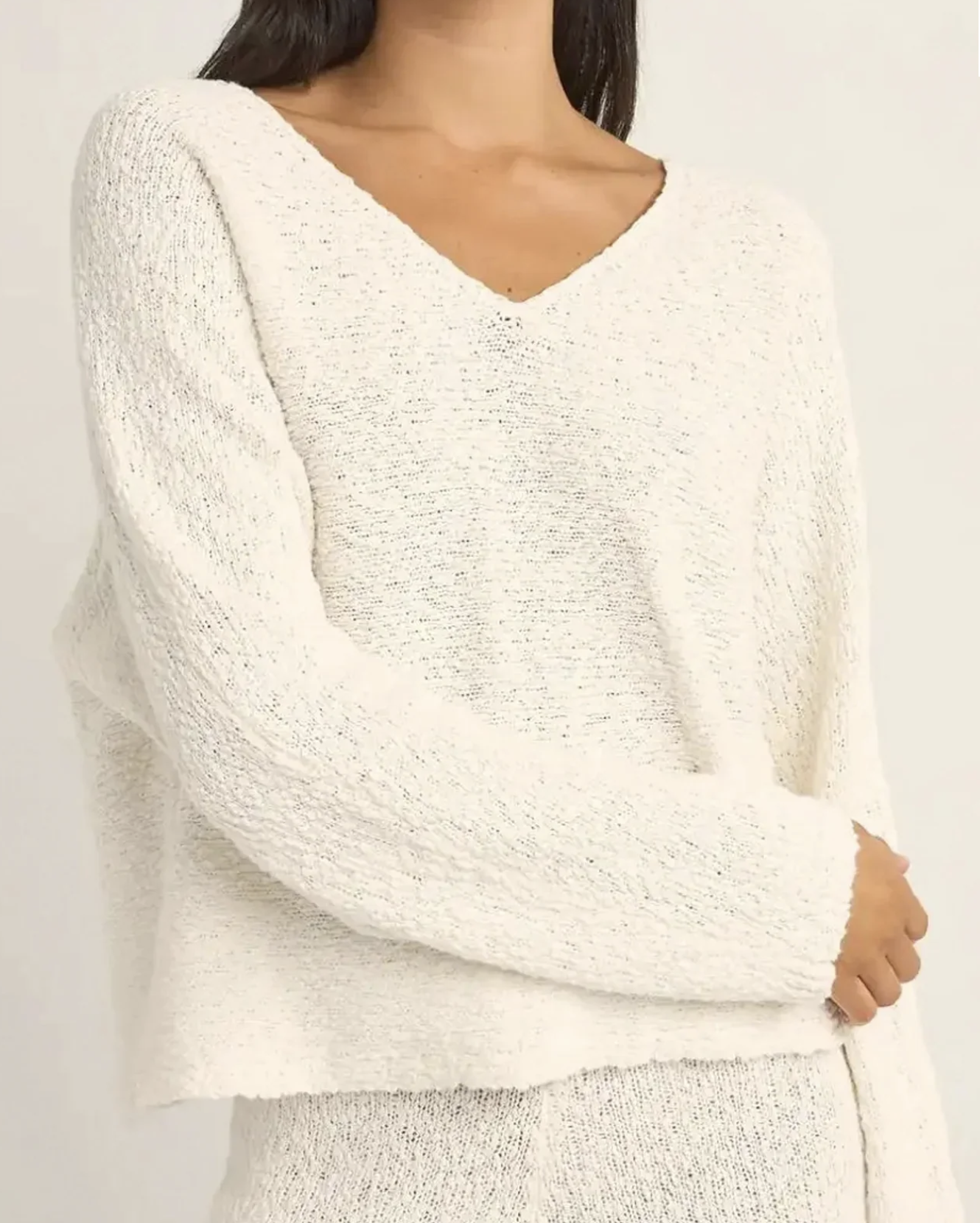 Rhythm Adele Oversized Long Sleeve Knit Top / White