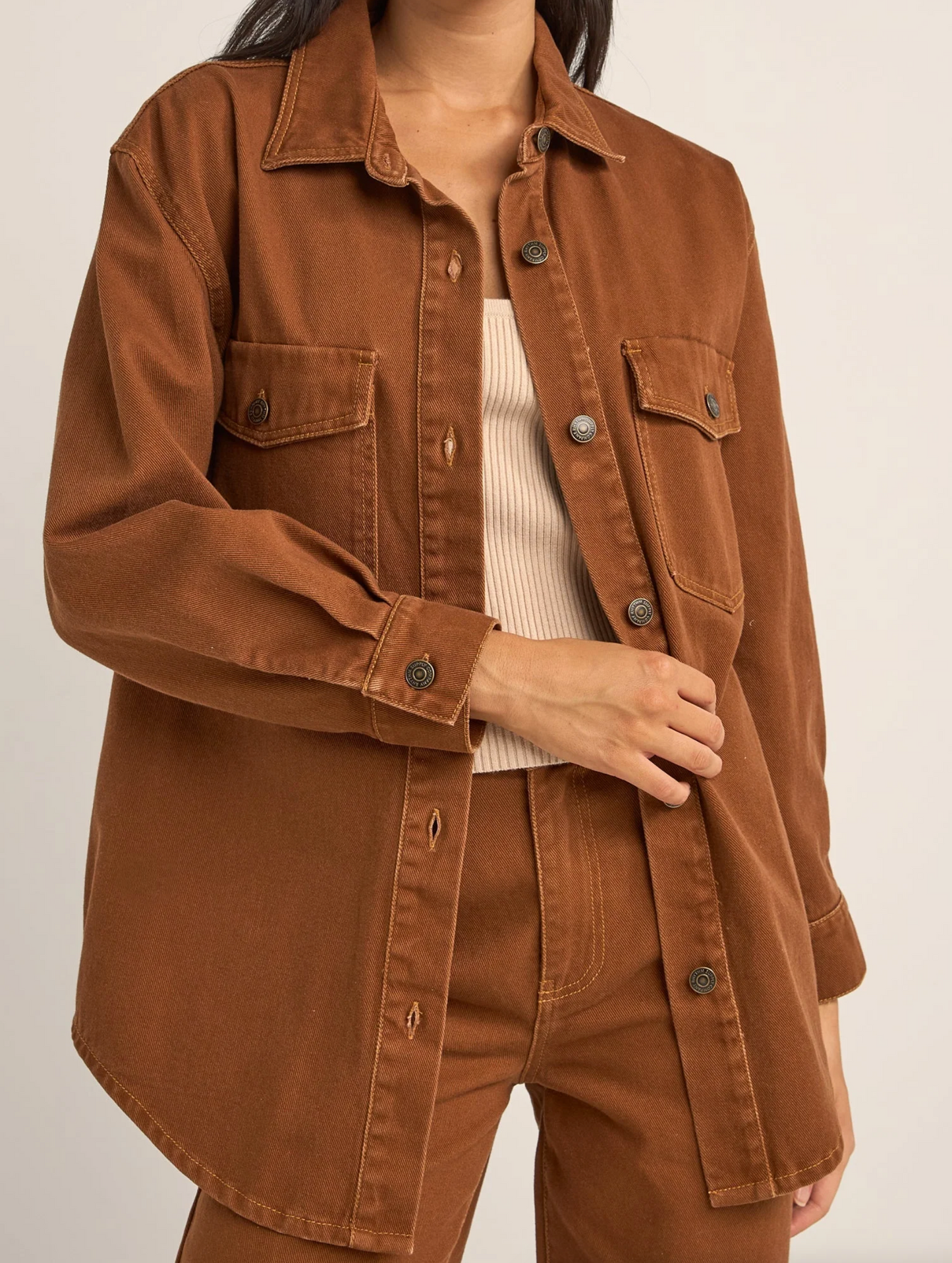 Rhythm Claude Drill Shacket / Cinnamon