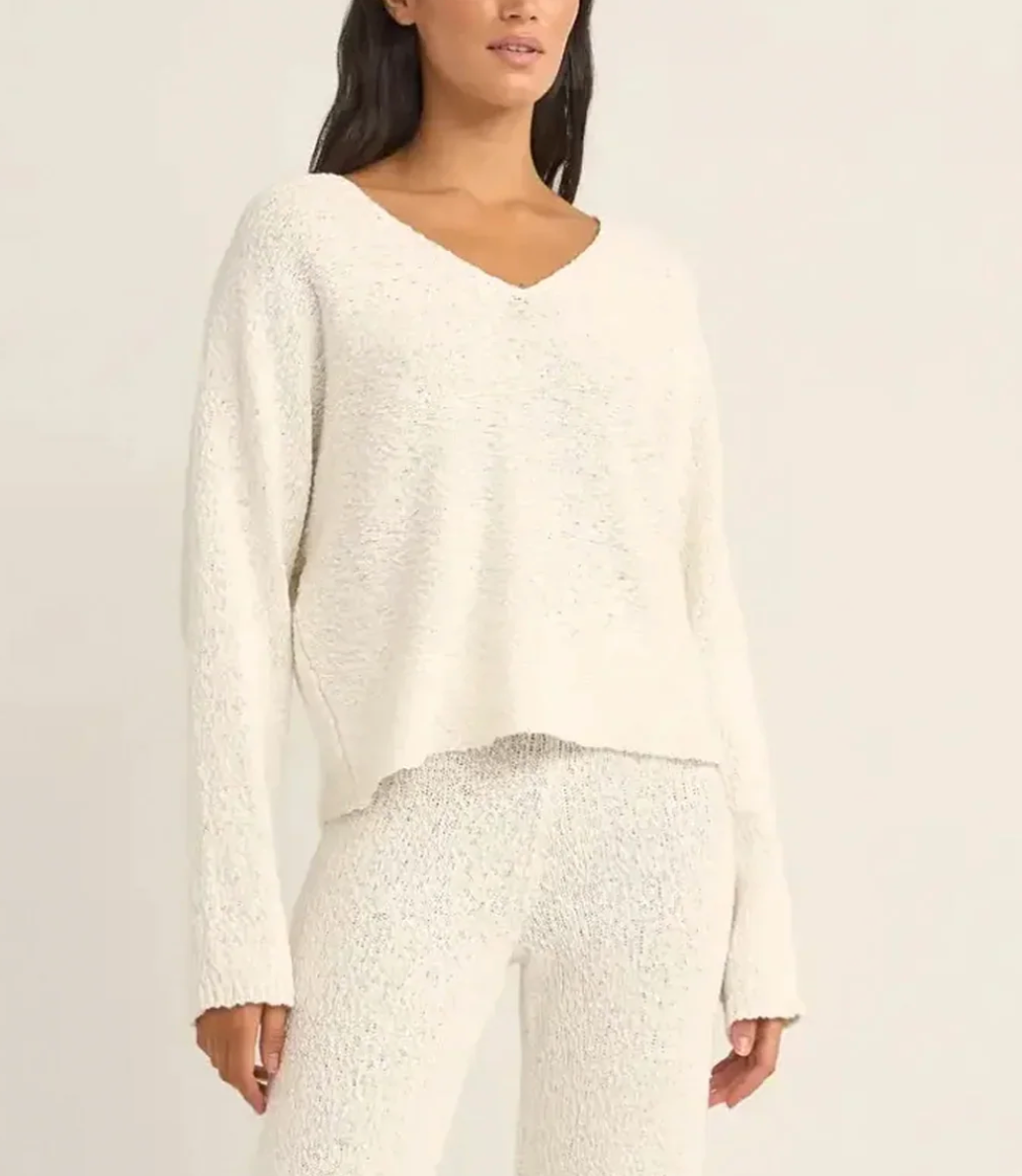 Rhythm Adele Oversized Long Sleeve Knit Top / White