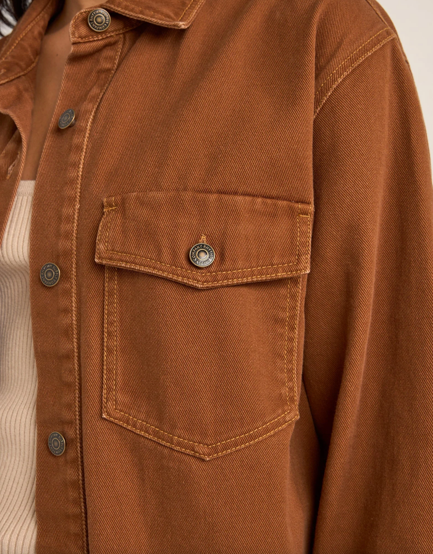 Rhythm Claude Drill Shacket / Cinnamon
