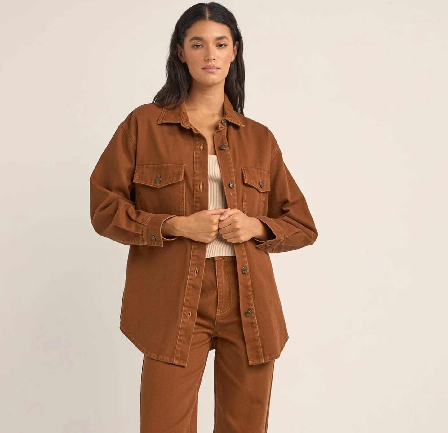 Rhythm Claude Drill Shacket / Cinnamon