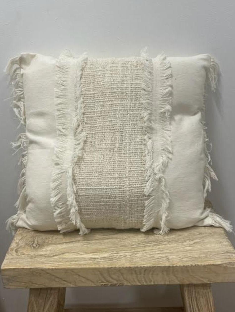 Sundy Mrnin Cream Fringe Cushions