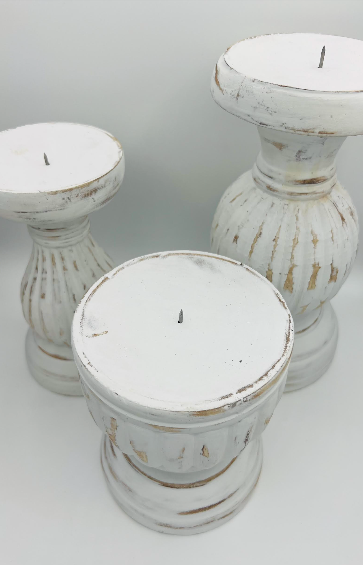 Sundy Mrnin White Timber Candle Holders