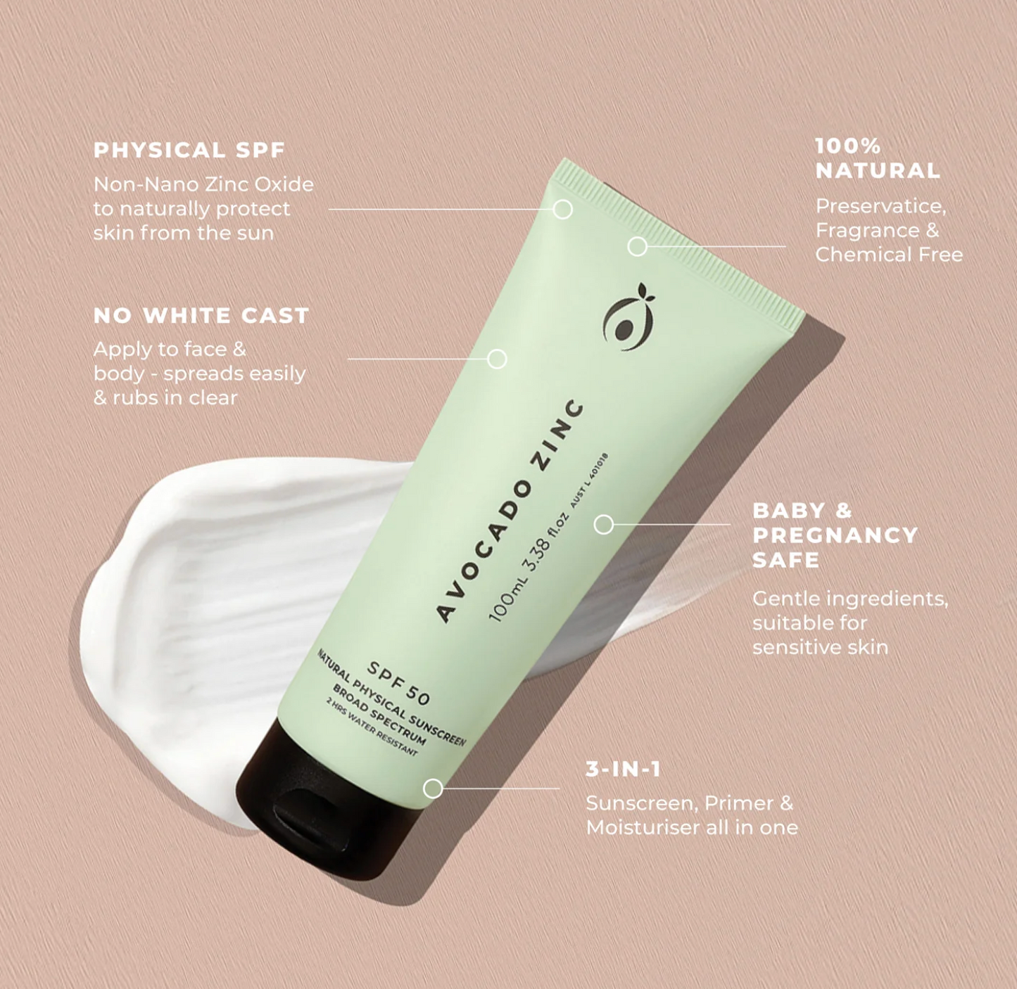 Avocado Zinc Nat Physical Sunscreen