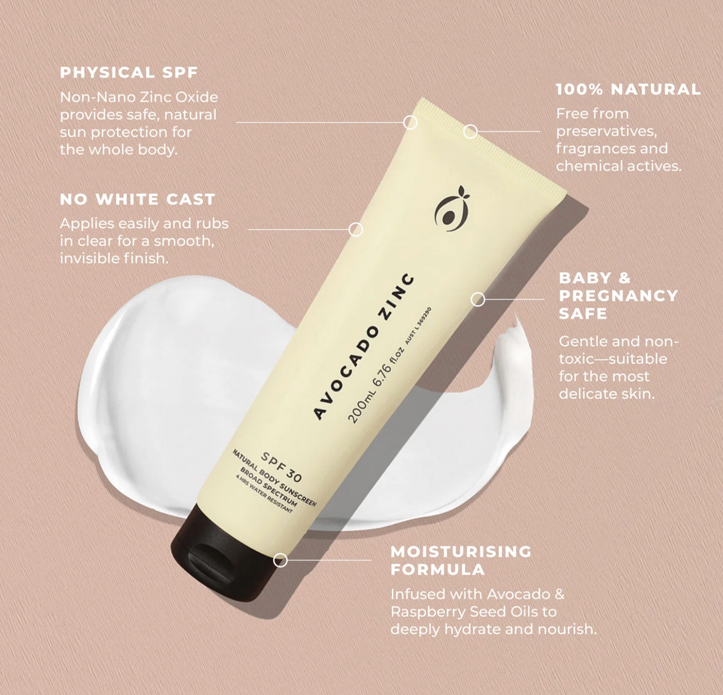 Avocado Zinc Nat Body Sunscreen