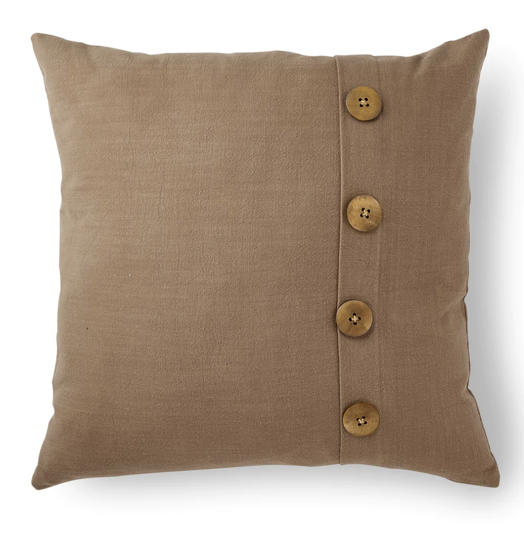 Madras Link Bailey Coffee Button Cushion